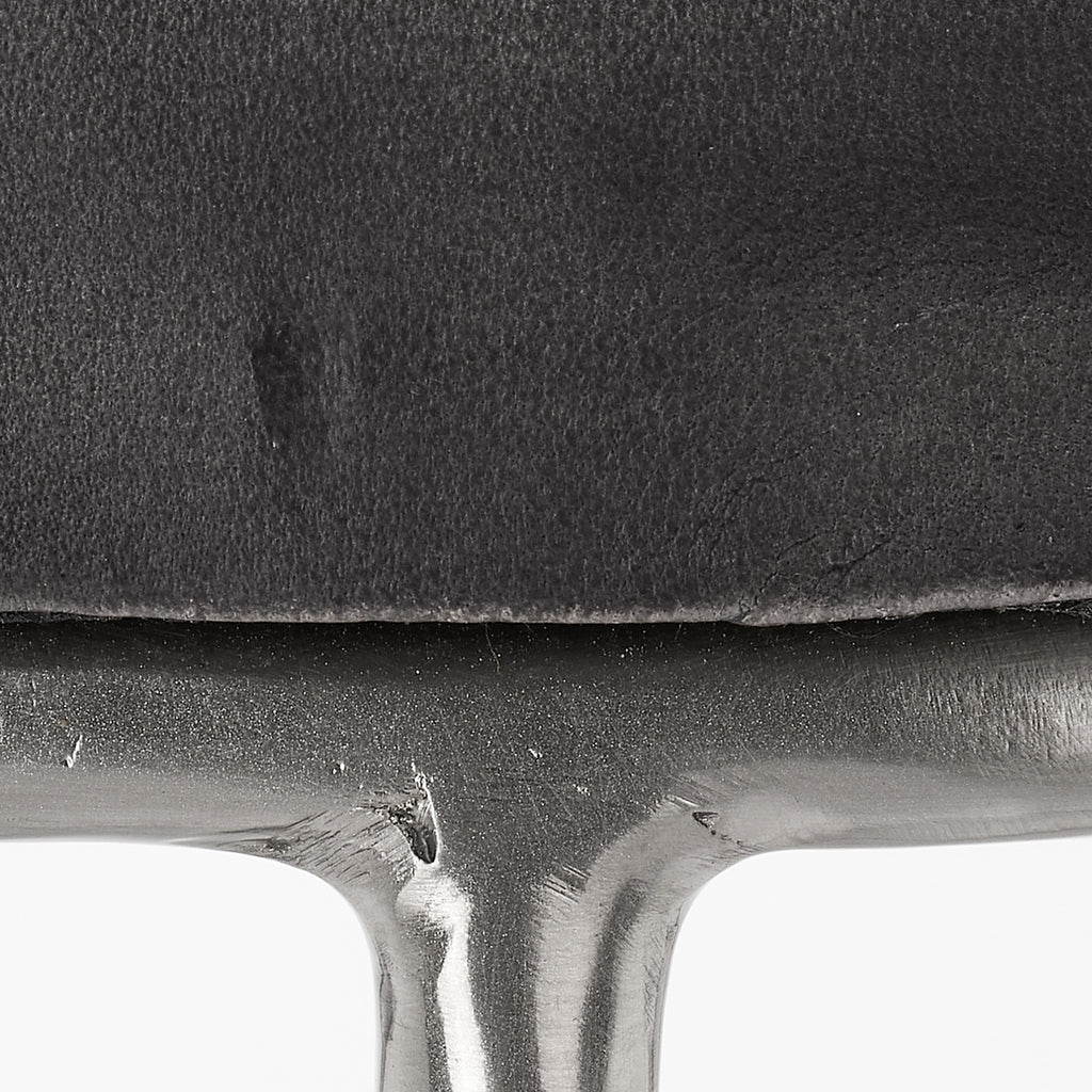 Henry Round Leather Bar Stool - Charcoal