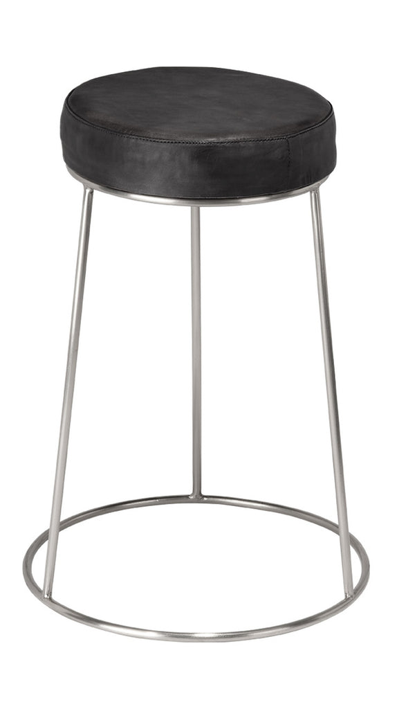 Henry Round Leather Counter Stool - Charcoal